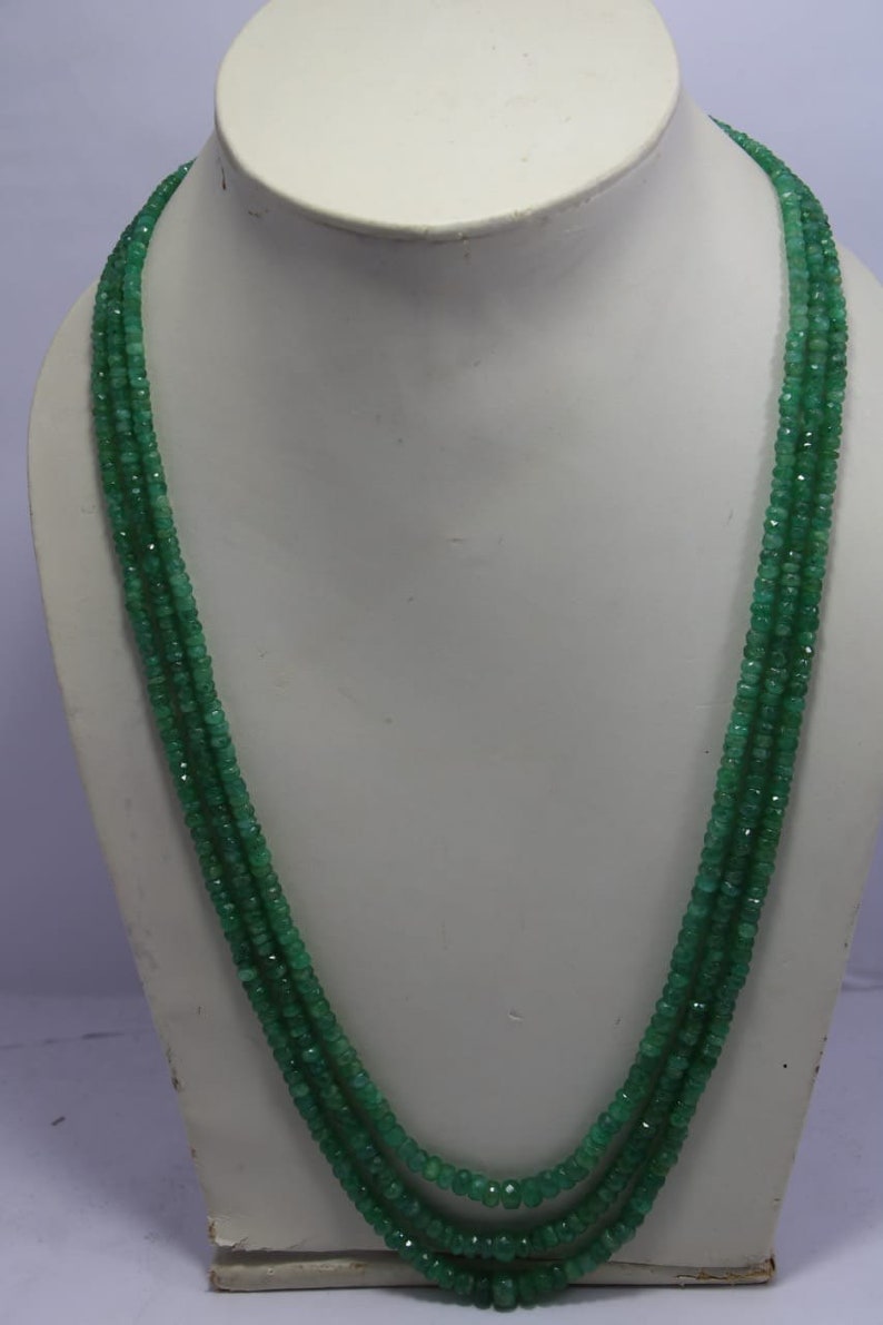 100/%Natural Emerald cutting Beads nakelace per stand 3to5mm 14to18 inch approx