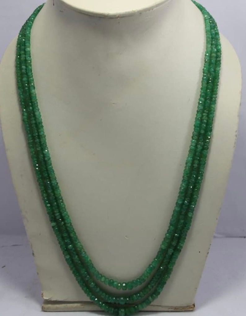 100/%Natural Emerald cutting Beads nakelace per stand 3to5mm 14to18 inch approx