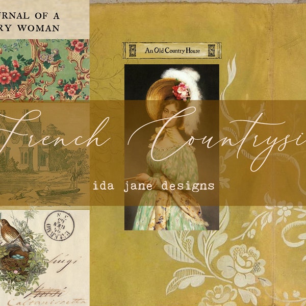 French Countryside - een digitale verzameling van Franse Country vintage papers voor tijdschriften en alle kunst en ambacht projecten