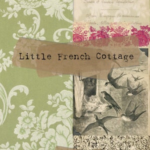 Little French Cottage - digital printable download / vintage papers / slender journal collection