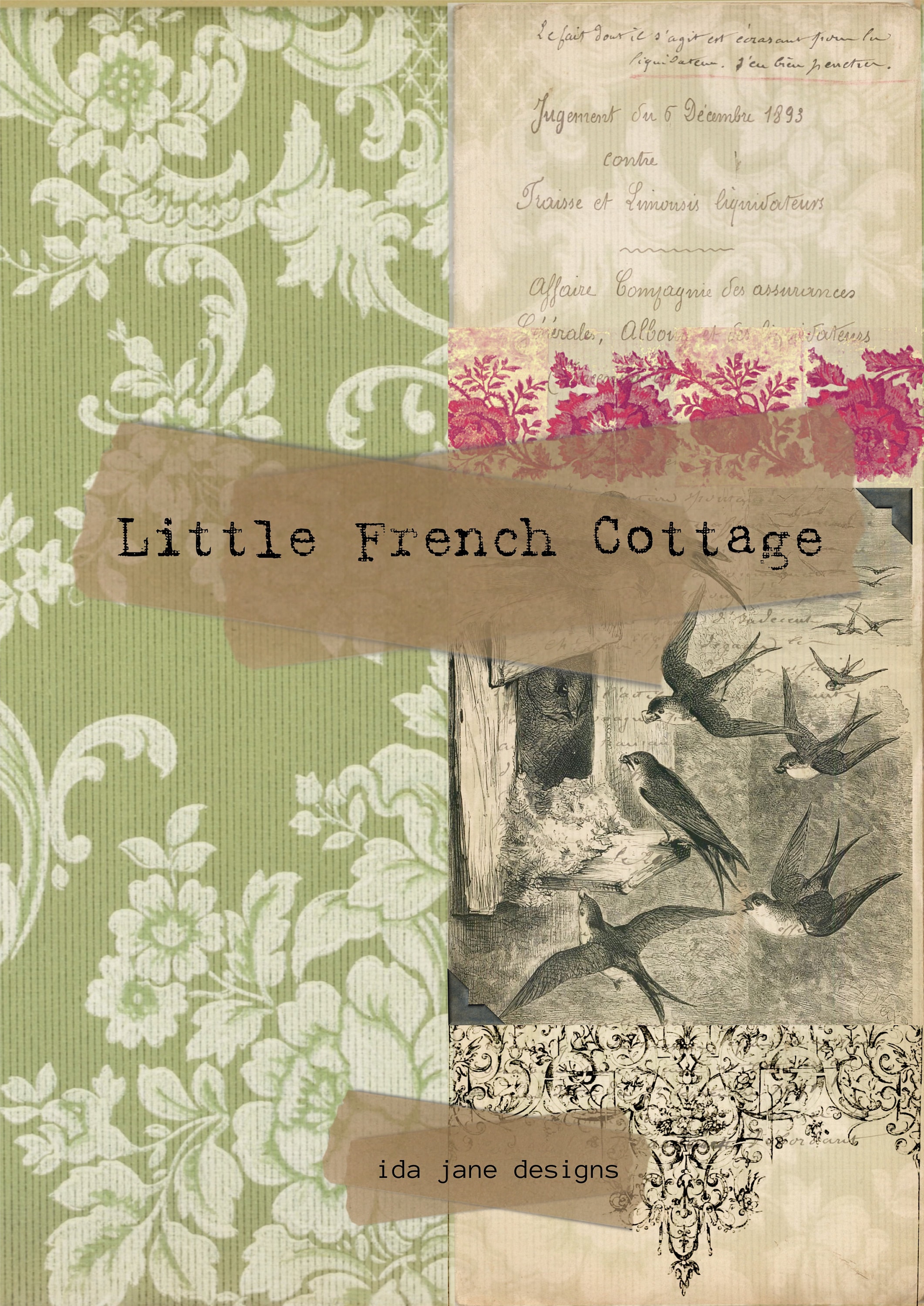 Little French Cottage - Digital Printable Download / Vintage Papers ...