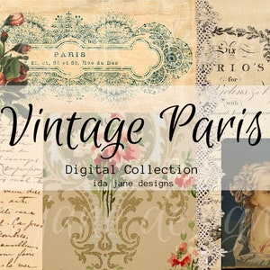 Vintage Paris Digital Collection - Digital Download - vintage papers for journalling, art and paper creations