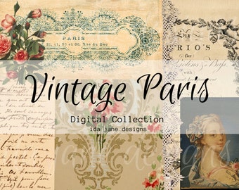 Vintage Paris Digital Collection - Digital Download - vintage papers for journalling, art and paper creations