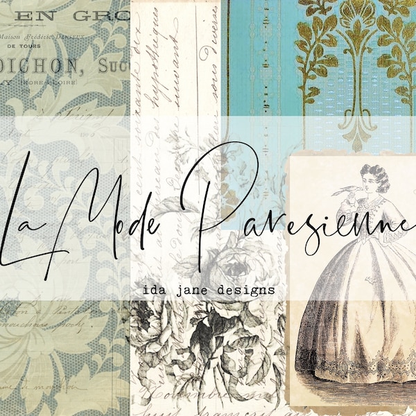 La Mode Parisienne Collection numérique de papiers pour Journalling, Arts and Crafts et Scrapbooking