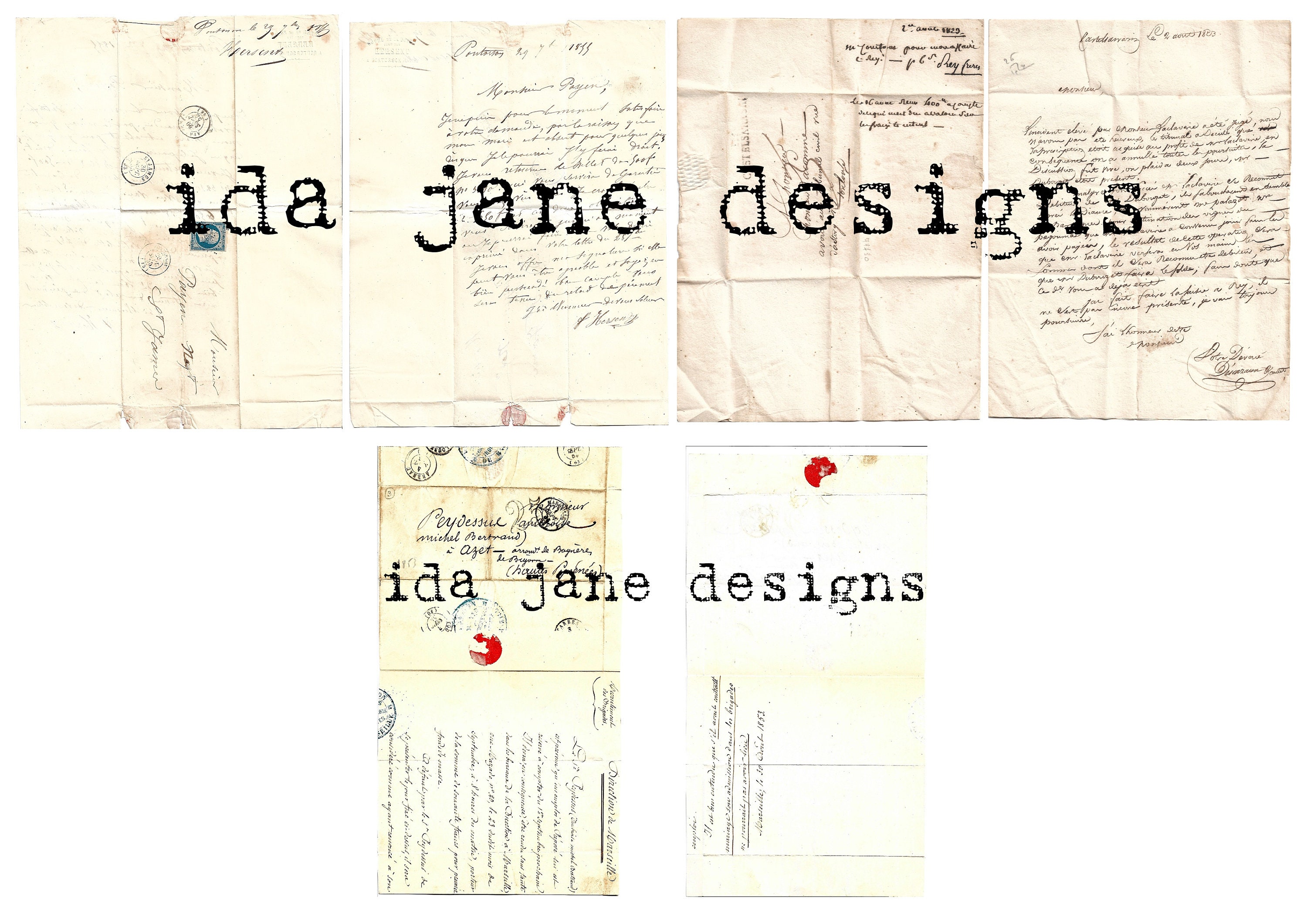 French Envelope Layout Vintage French Envelope Collection for Journals and Creative Art - 12 ...
