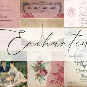 Enchanted - digital vintage papers and antique fabrics for journalling and arts and crafts