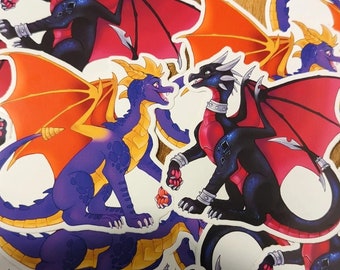 large black and purple dragon stickers