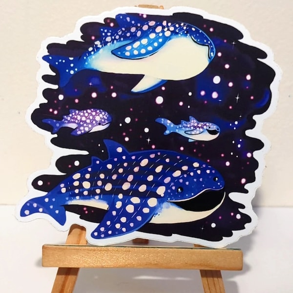 Space whale shark large Vinyl Sticker