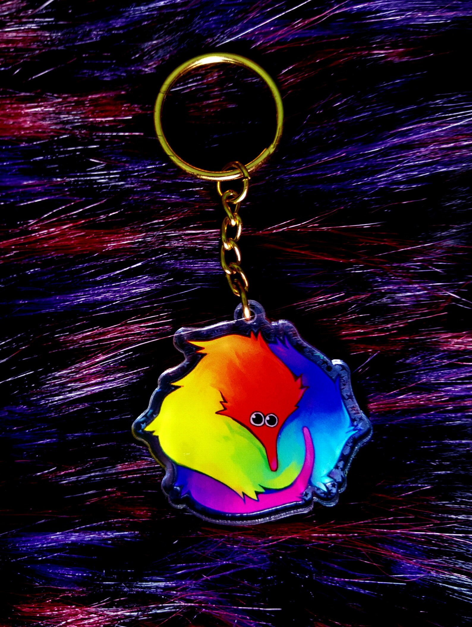 Glitter Rainbow Worm on a String Key Ring | Etsy