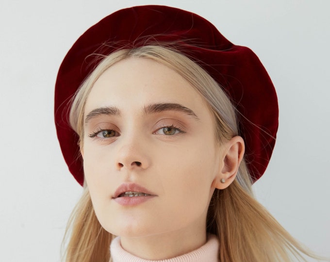 Red Beret Red Velvet Raspberry Beret French Beret Beret Etsy