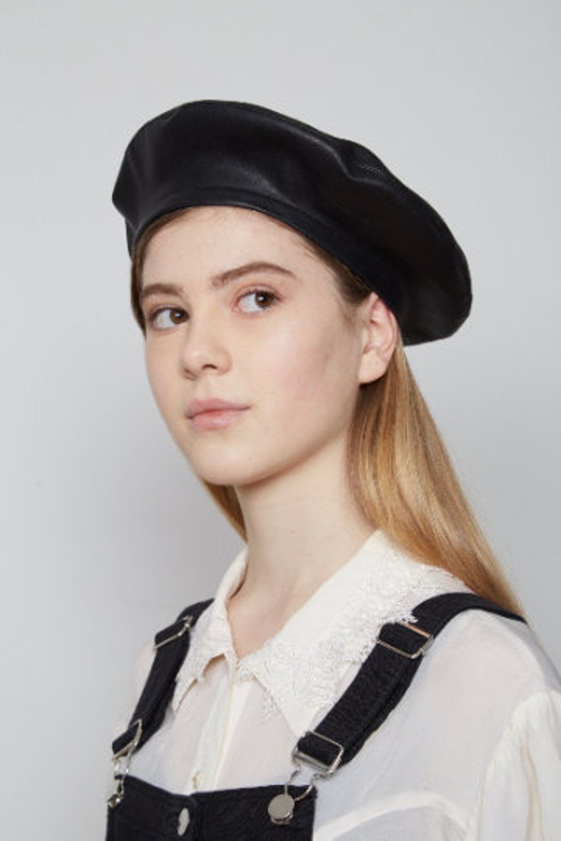 red leather beret