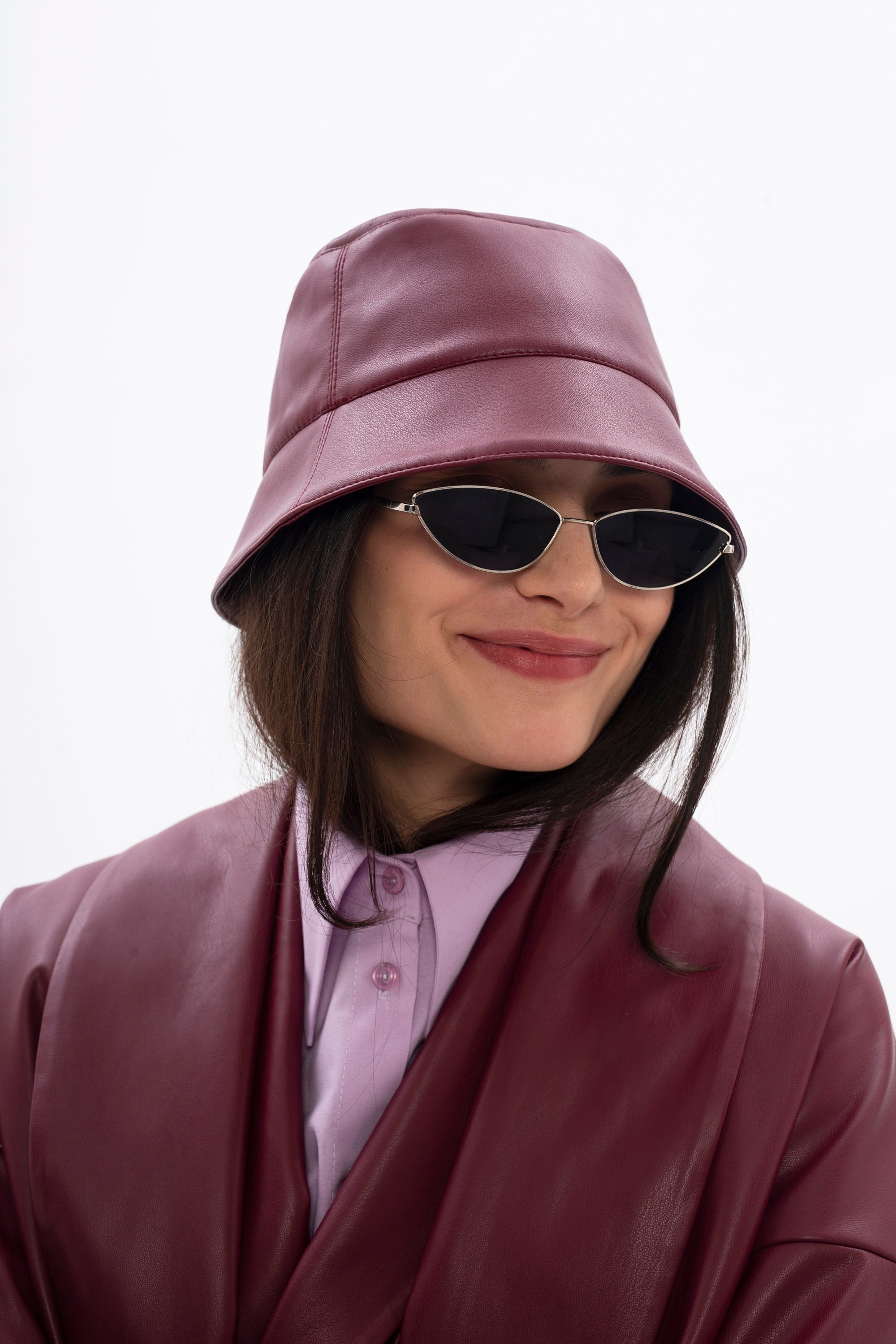Burgundy Vegan Leather Bucket Hat - Etsy