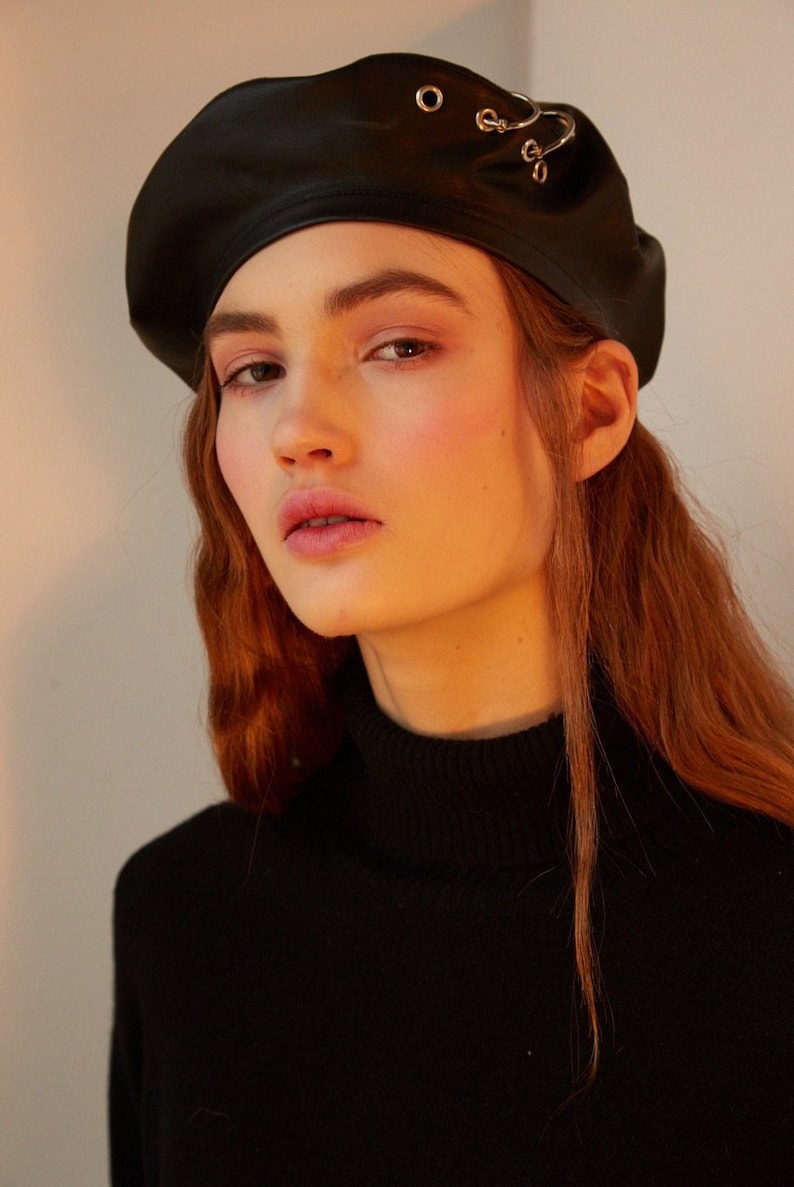 Black Leather Beret Military Beret French Beret Hat. Etsy