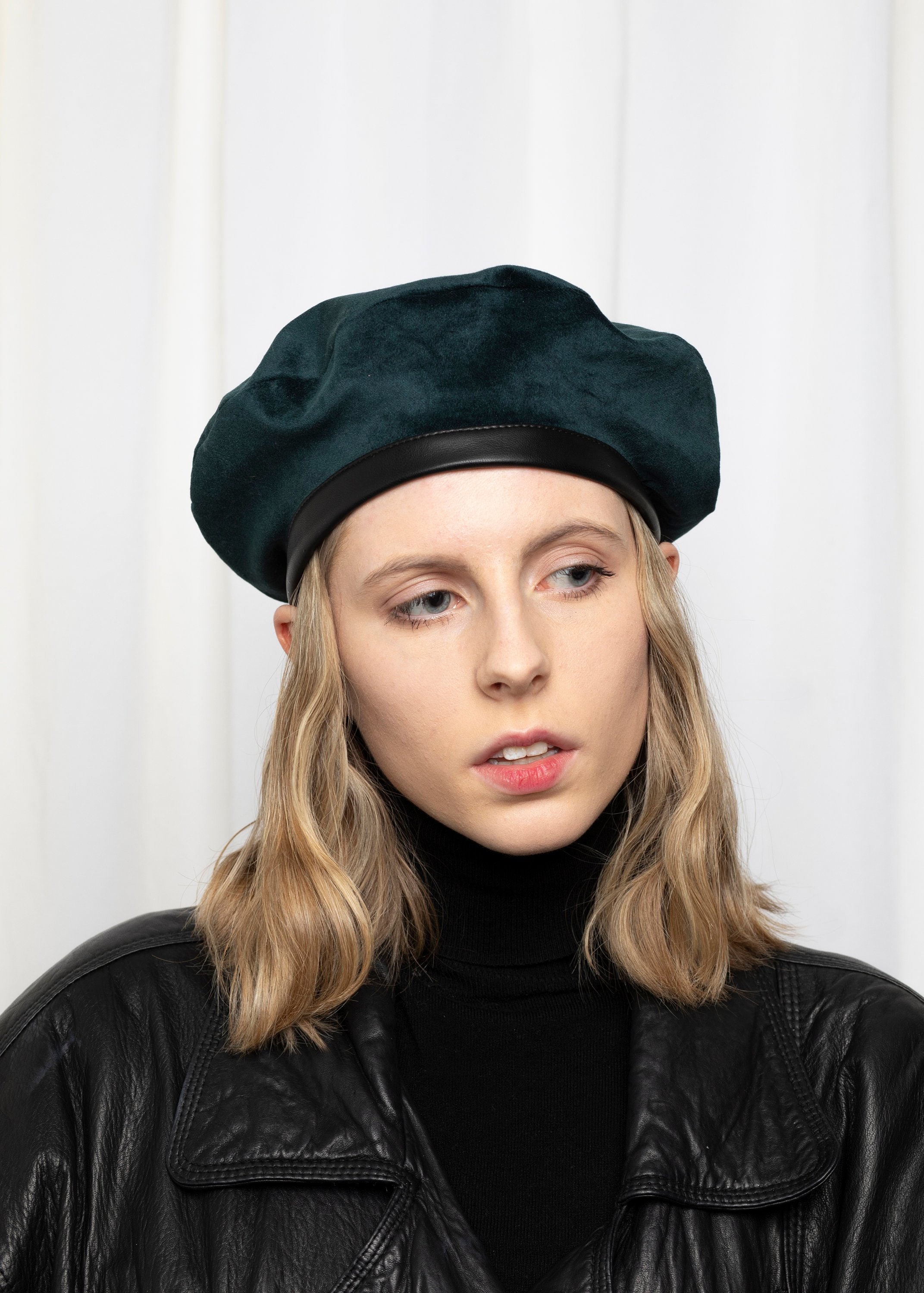 Beret green velvet beret hats for women hat tam french Etsy