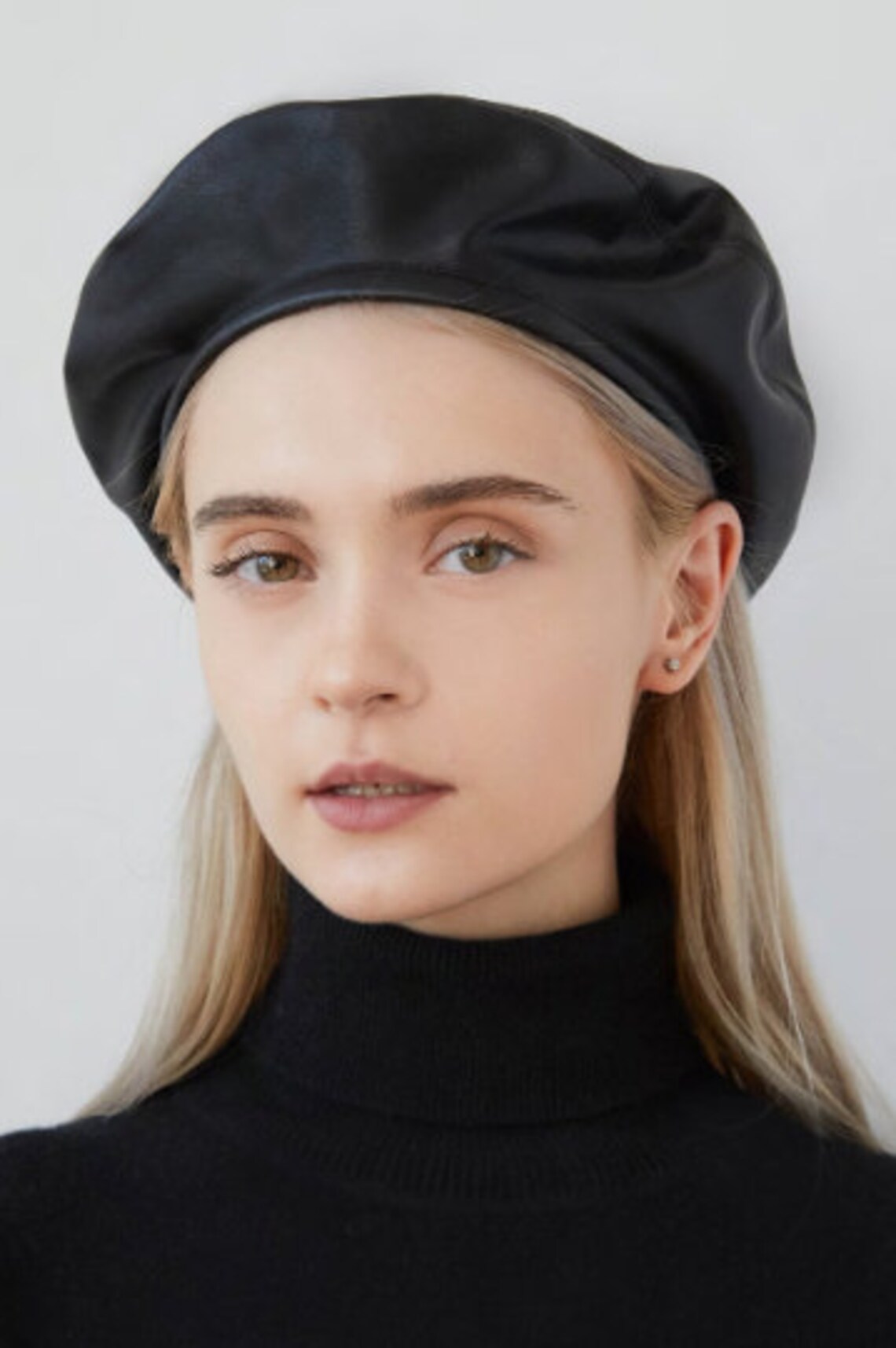 Leather beret hat military beret 90s clothing beret femme Etsy