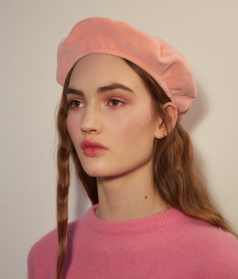 Beige beret beret hats for women velvet beret pink velvet Etsy