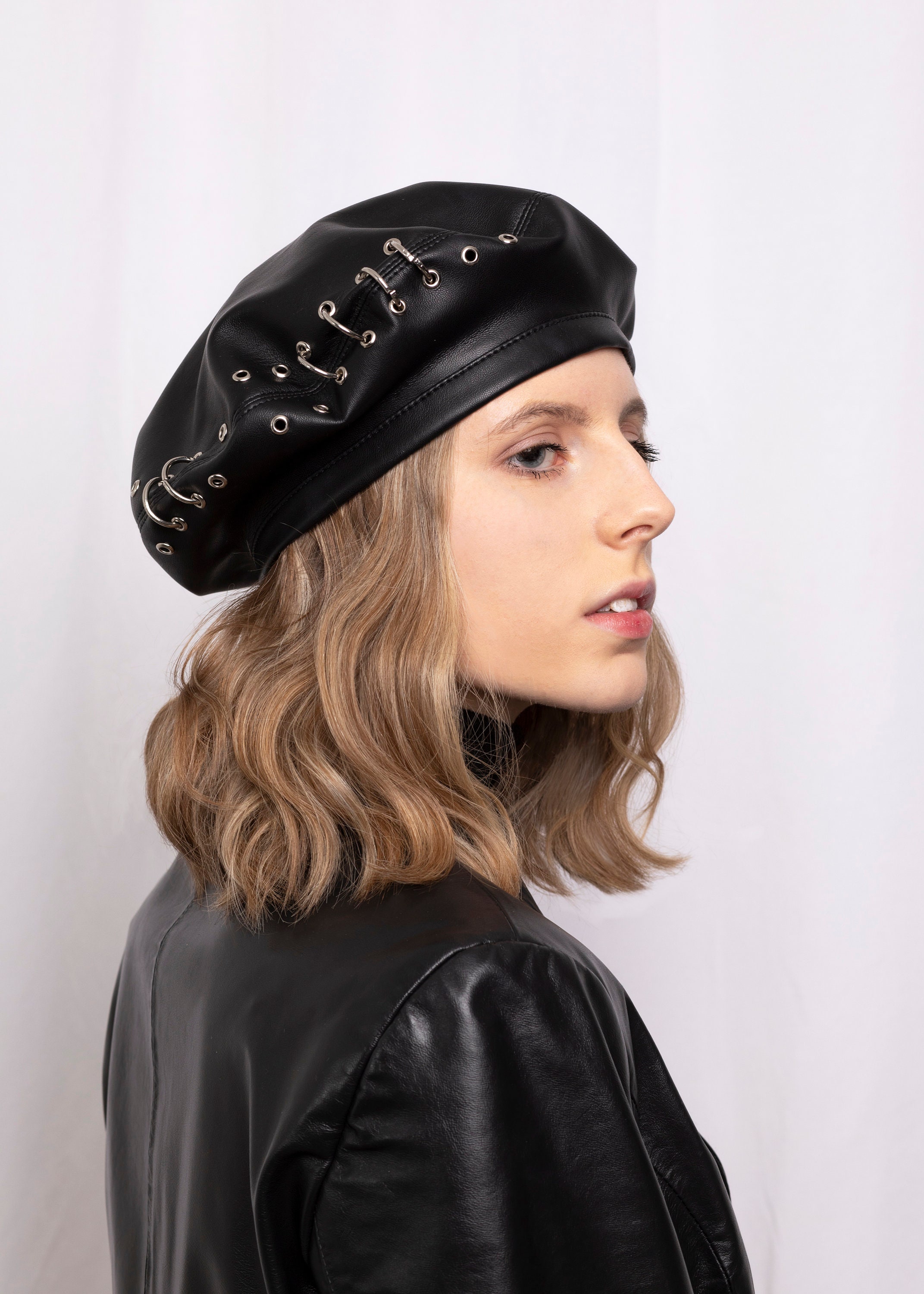 Beret Leather Hat Tam Aesthetic Hat Grunge Clothing 90s Etsy