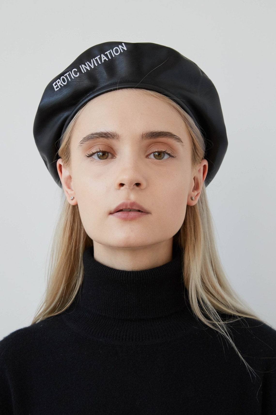 Beret Aesthetic Hat Beret Hats for Women Black Leather - Etsy UK