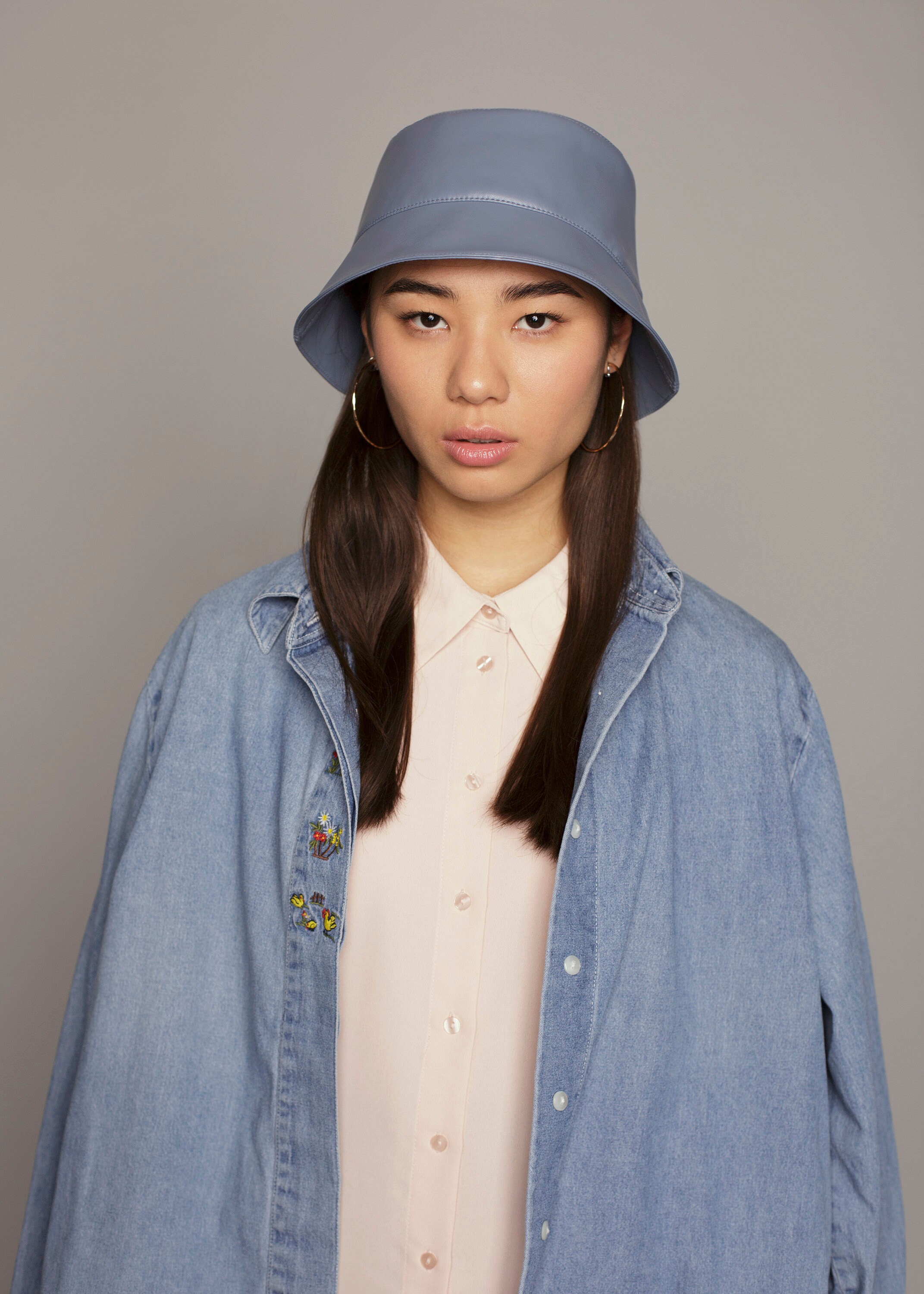 Light Pastel Blue Eco Leather Vintage Bucket Hat - Etsy