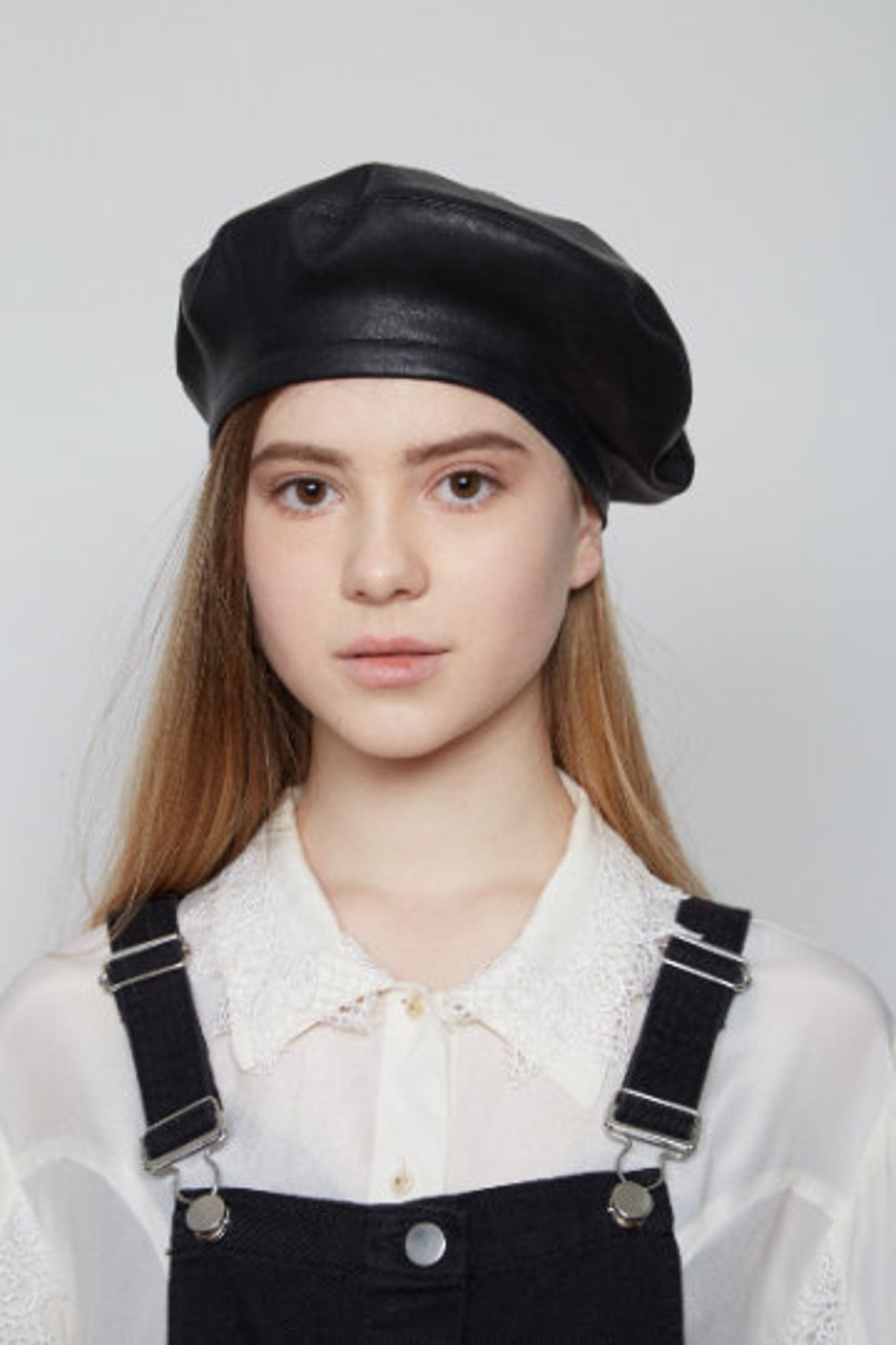 red leather beret