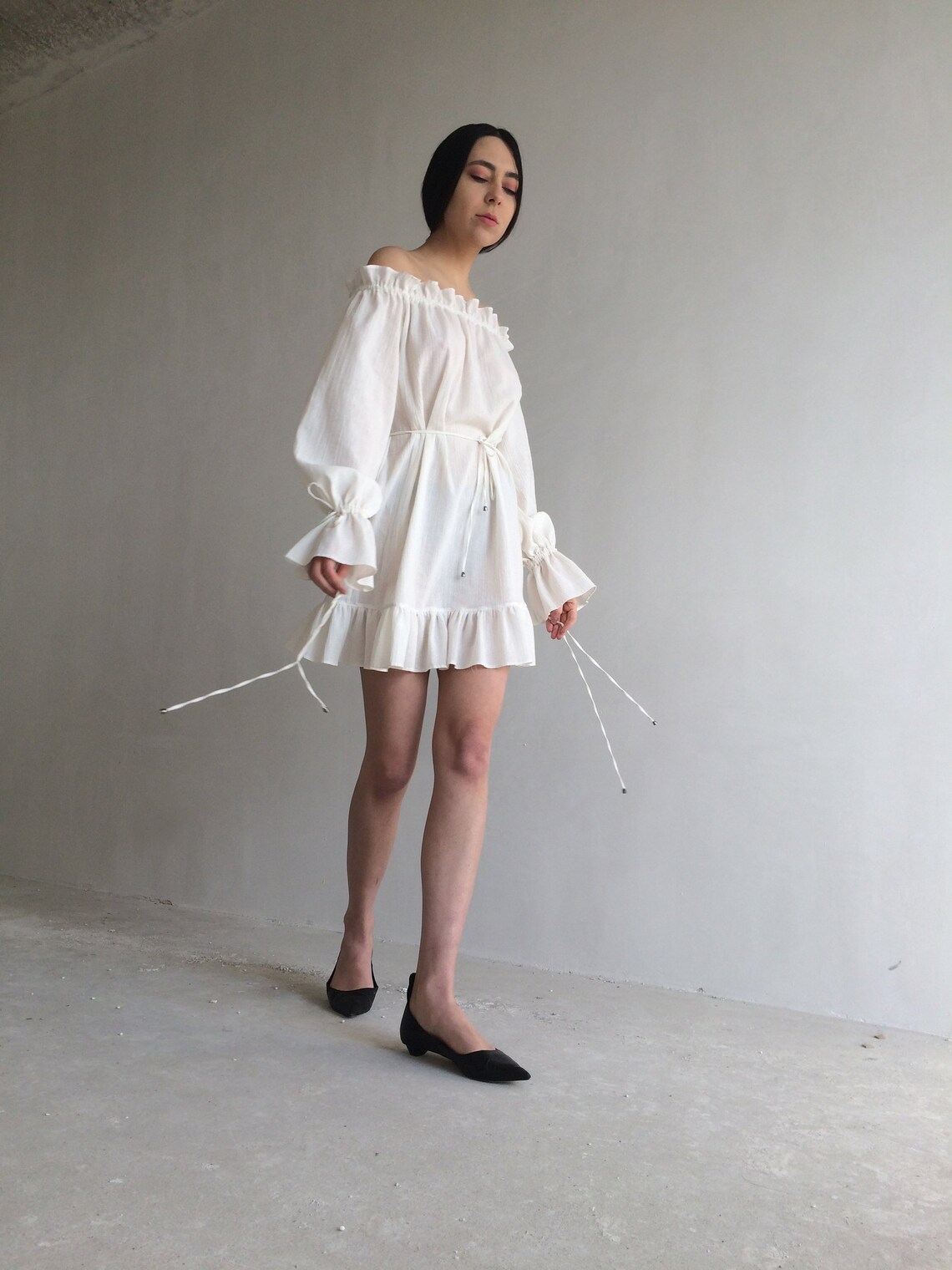 White Cotton Dress Beach Dress White Tunic Simple White Etsy Canada