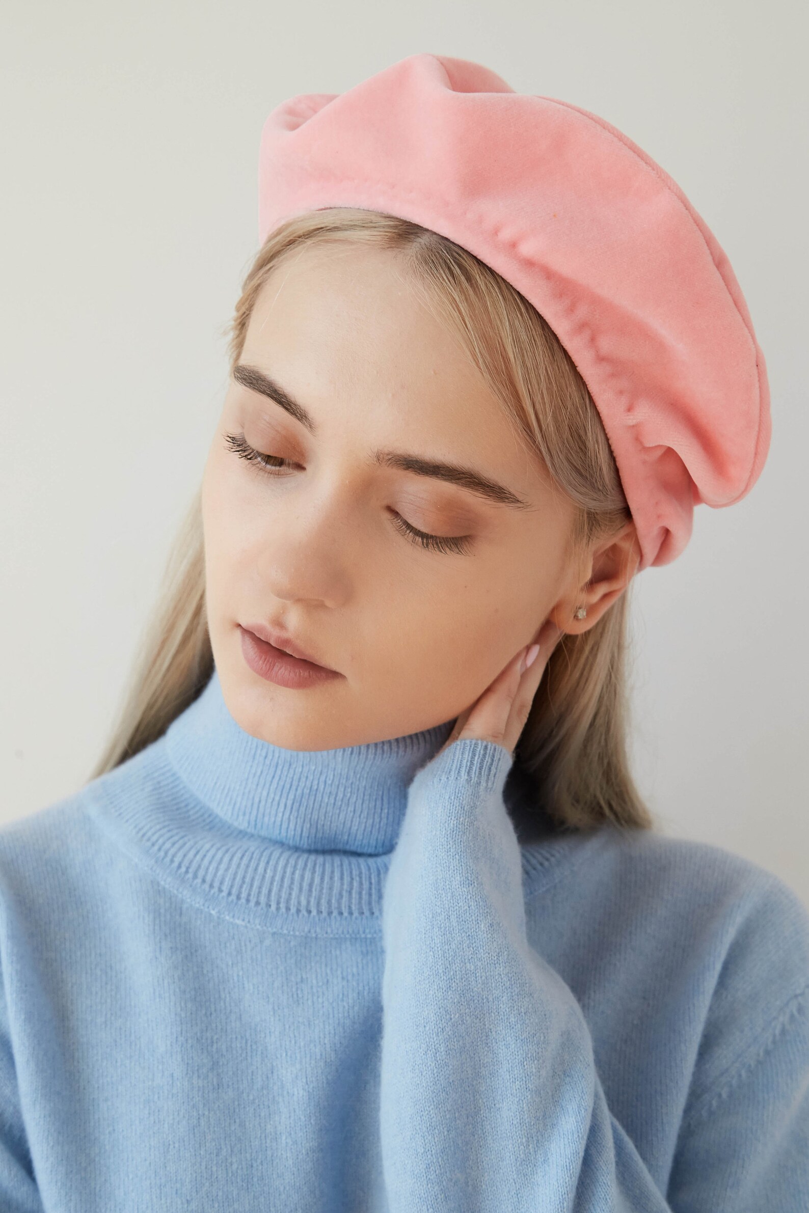 Pink beret beret hats for women beret pink velvet pink Etsy
