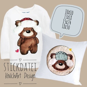 Embroidery File Set Little Bear Doodle and Button