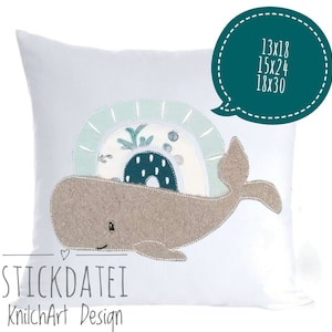 Embroidery file rainbow whale