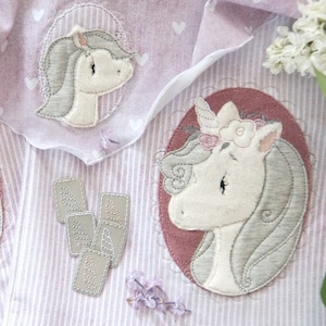 Embroidery file set unicorn mom and child individually incl. label