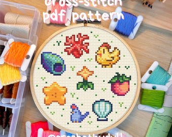 Stardew Valley Summer Cross Stitch Pattern: Cottagecore Design (PDF Pattern)