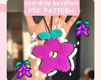 Stardew Valley Stardrop Keychain PDF Crochet Pattern – Easy Plushie Guide with Photos