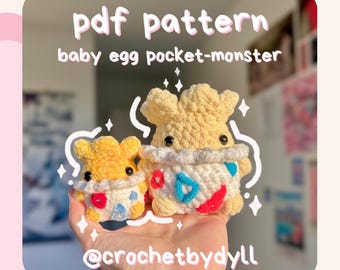 Baby Egg Pocket-Monster PDF Crochet Pattern – Easy Plushie Guide with Photos
