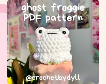 Patrón de crochet de rana fantasma: Peluche amigurumi de Halloween (Patrón PDF)