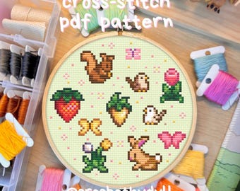Stardew Valley Spring Cross Stitch PDF Pattern – Cottagecore Spring Decor