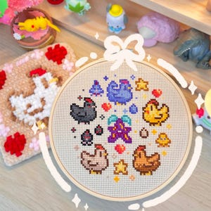Stardew Valley Chicken Cross Stitch PDF Pattern – Cute Farm Cottagecore Embroidery