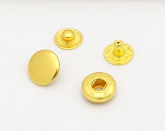 20set 10mm 12.5mm 15mm Gold Snap Fasteners Rivets Studs Snap Button Press Stud Leather Craft Closure Fasteners