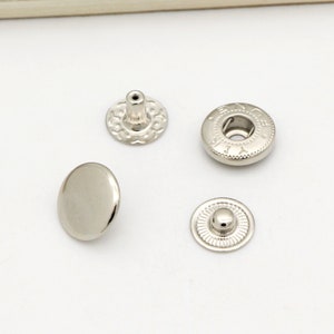 20set 10mm 12.5mm 15mm Silver Snap Fasteners Rivets Studs Snap Button Press Stud Leather Craft Closure Fasteners