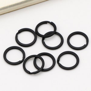 10pcs 15mm Porte-clés noir Split anneau Flat Split Key ring pour porte-clés Key Fob Hardware image 1