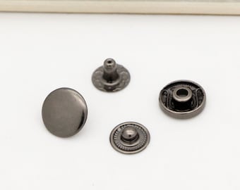 20set 10mm 12.5mm 15mm Gunmetal Snap Fasteners Rivets Studs Snap Button Press Stud Leather Craft Closure Fasteners