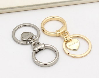 4pcs Spring gate ring Keychain with Split Key ring snap hook Split ring Lobster clasp keychain ring