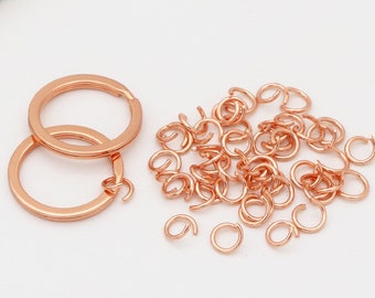 100pcs Rose gold Split ring Flat Split Key ring Wholesale Key Ring Findings for keychain Key Fob Hardware