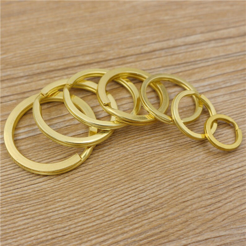 10pcs Brass Key Ring Split ring Flat keyring Split Key ring for Key Fob Hardware Leather keychain key holder