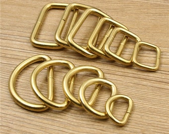 4pcs Brass Rectangle ring D ring buckle purse ring strap adjuster strap buckle purse supplies leather bag making