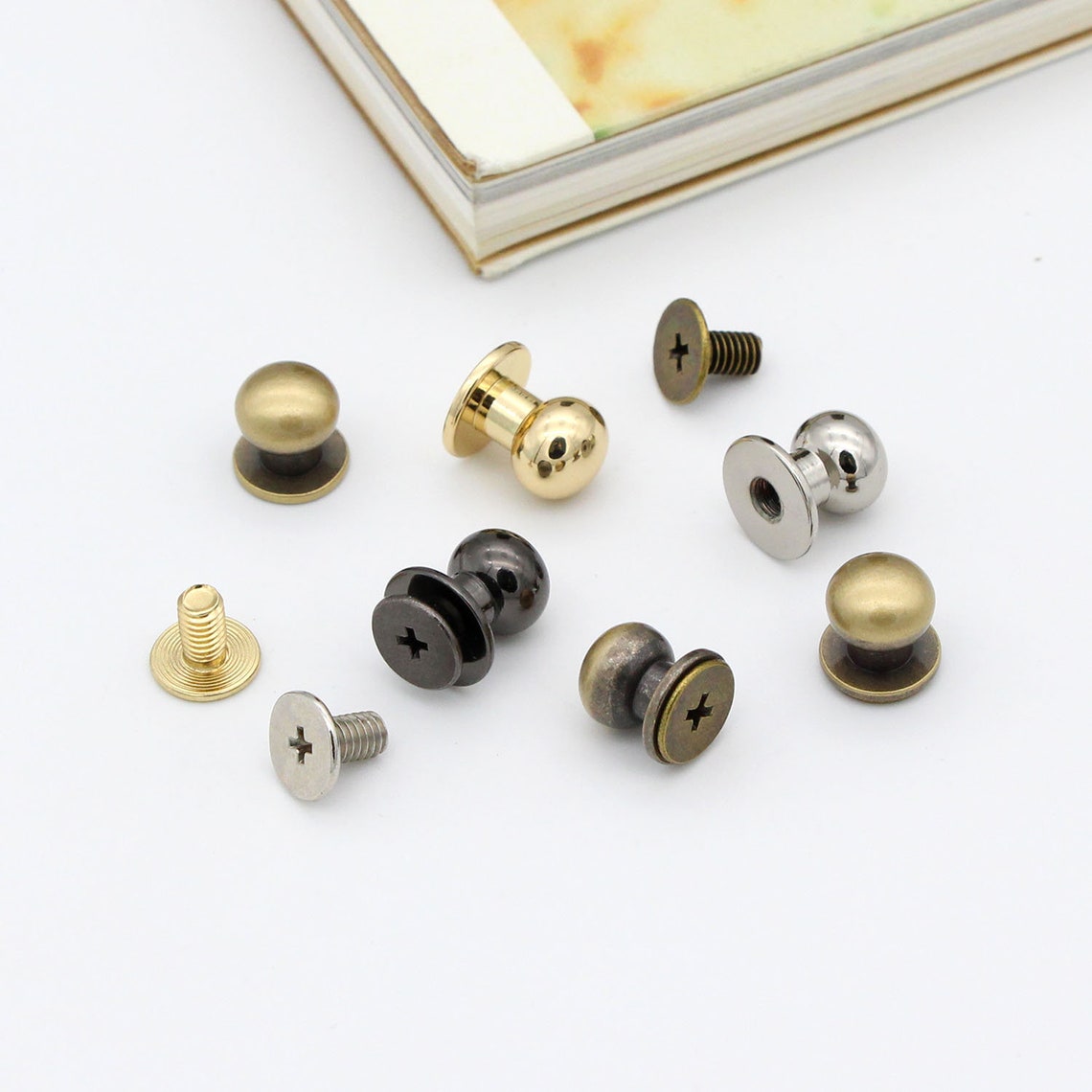 10set 9mm Screw Rivets Gold / Silver / Antique Brass / | Etsy
