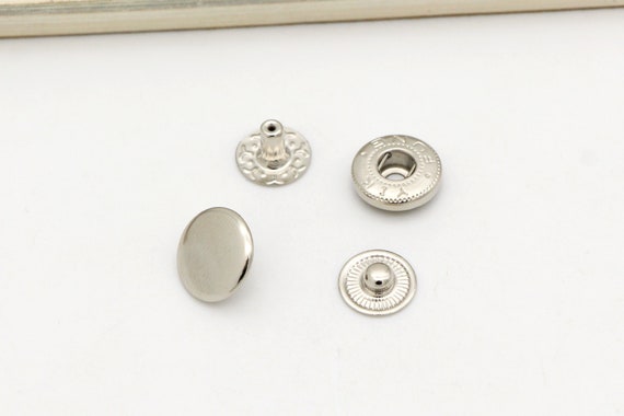 20set 10mm 12.5mm 15mm Silver Snap Fasteners Rivets Studs Snap Button Press  Stud Leather Craft Closure Fasteners 