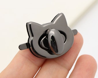 Gunmetal Purse Lock Twist Lock cat shape bag lock Metal Lock purse clasp Turn lock purse hardware