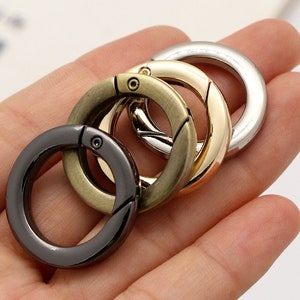 2pcs 3/4&quot;(19mm) Flat Spring gate ring spring ring push gate snap hook purse ring Round ring