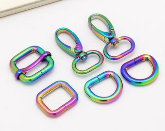 3/4"(19mm) Rainbow Swivel clasp purse ring strap adjuster swivel hook purse hardware
