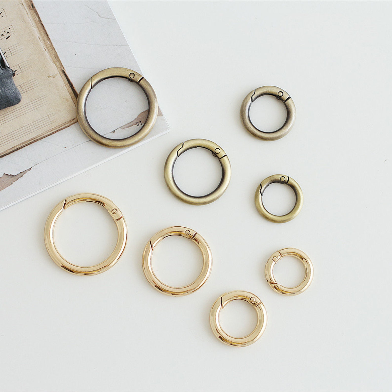 2pcs Spring Gate Ring Thick Spring Ring Push Gate Snap Hook Purse O ...