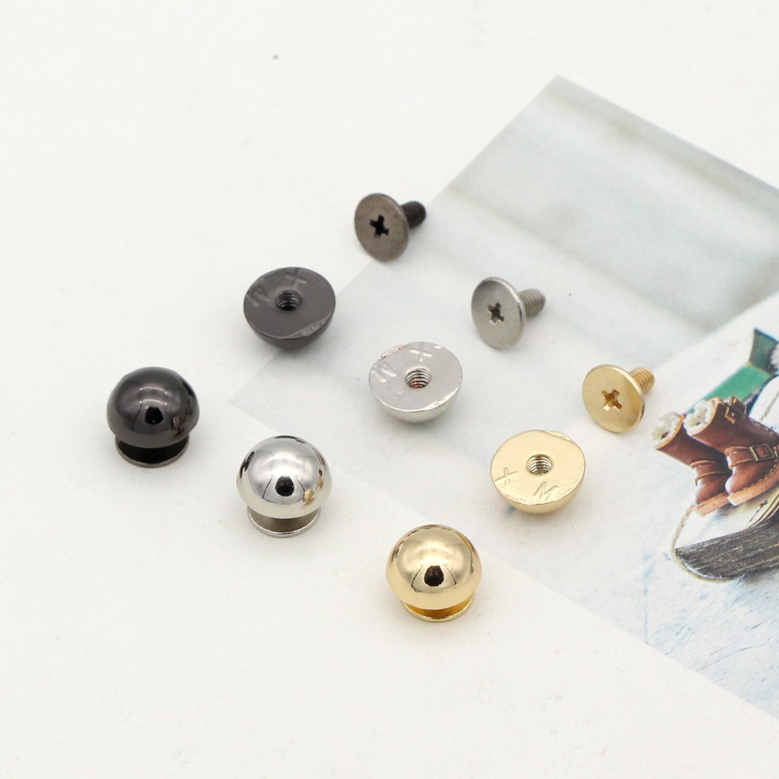 Screw Bag Rivets 10set 10mm Screw Dome Rivet Screw Rivets Screw Back Stud Purse Feet ...